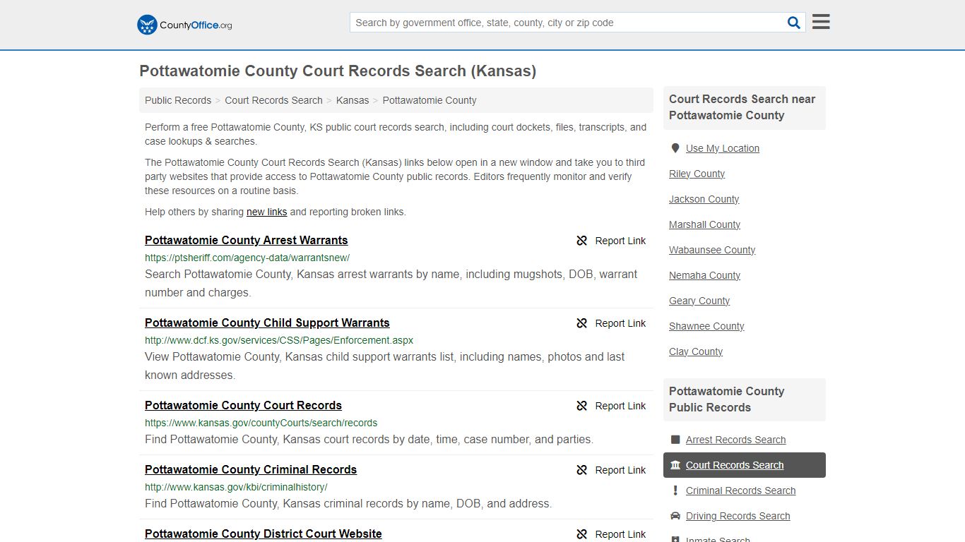 Pottawatomie County Court Records Search (Kansas) - County Office