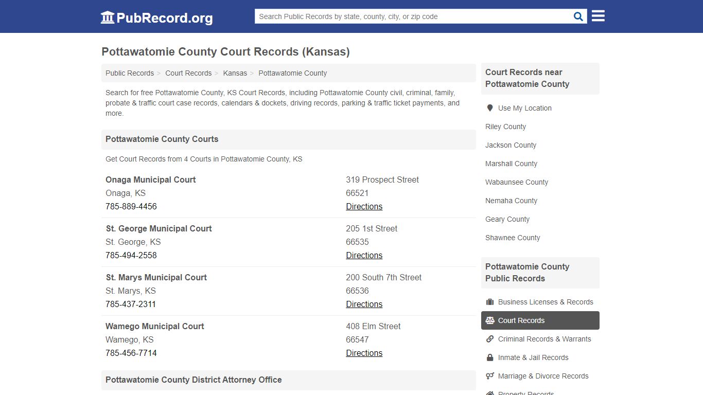Pottawatomie County Court Records (Kansas) - PubRecord.org
